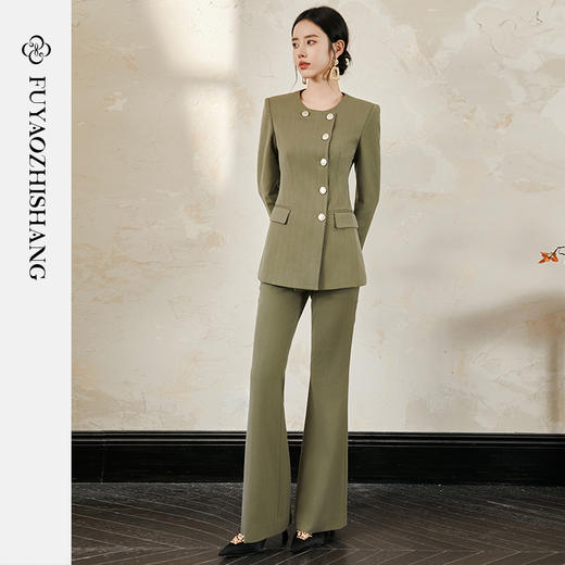 【定制款】秀场高定轻通勤羊毛西装套装女微喇裤【不支持退换】 商品图0