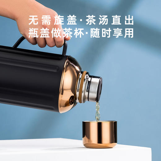 茗元素 金银时代系列2000ml大容量复古焖茶壶户外旅游316不锈钢 商品图1