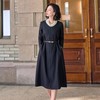 西子/赫本的回眸精纺羊毛荡领法式经典优雅A摆连衣裙/CQHJ160 商品缩略图0