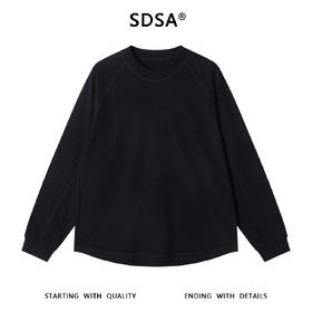 SDSA秋冬新款痞帅男装韩版简约纯色压线圆领长袖T恤百搭舒适上衣