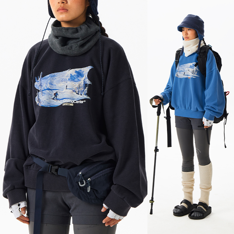 CryingCenter 3c滑雪场复古洗水圆领加绒卫衣 男女款 哭喊中心