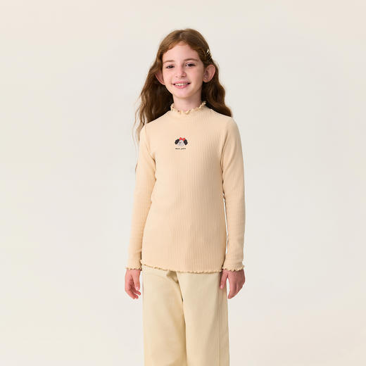 【科技发热】马克珍妮女童轻弹花边领打底衫2025年秋装新款551221 商品图1