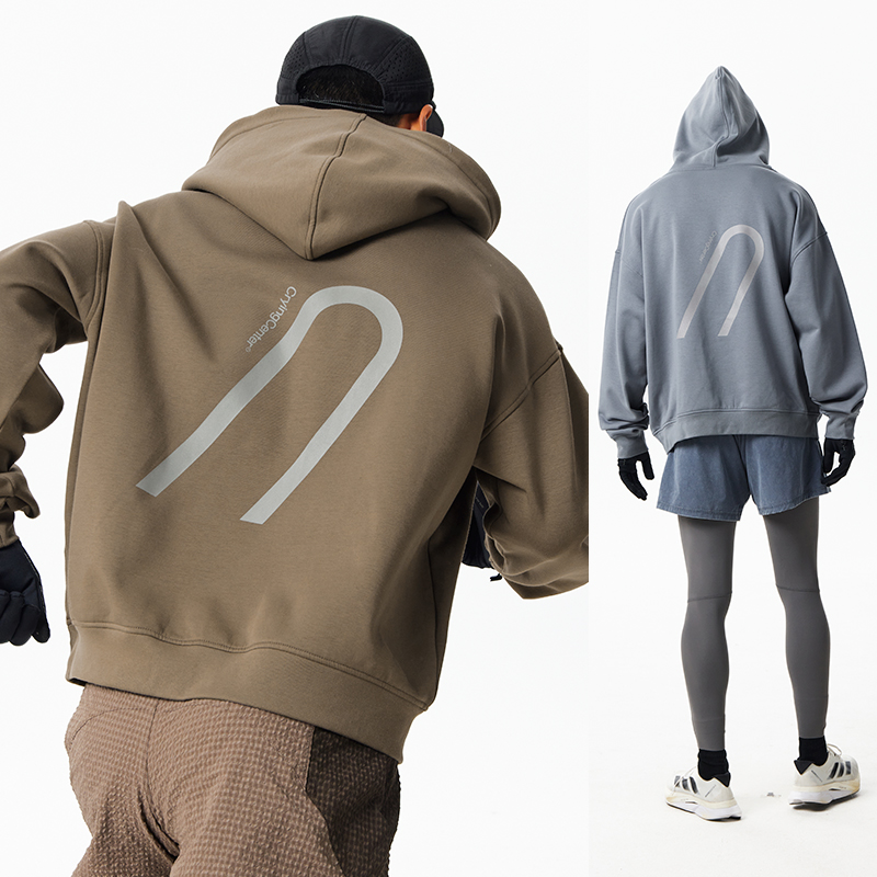 CryingCenter3M反光中性cleanfit慢跑马拉松越野跑加绒连帽卫衣