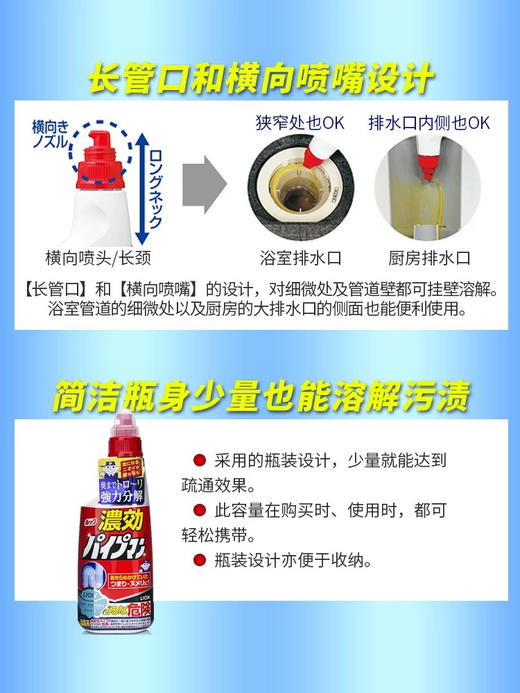 【对头发堵塞超级有效果】日本原装狮王 LOOK 管道下水道疏通剂450ml 能分解厨房管道油脂 商品图3