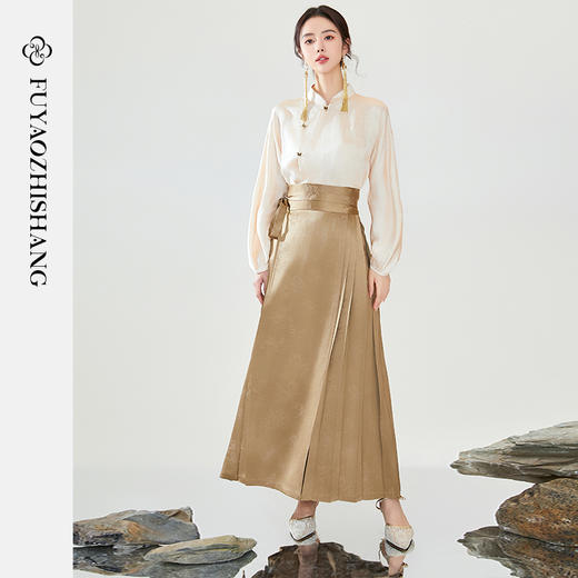 FUYAO扶摇 2025秋季新款汉服半身裙女新中式缎面马面裙轻国风长裙 商品图1