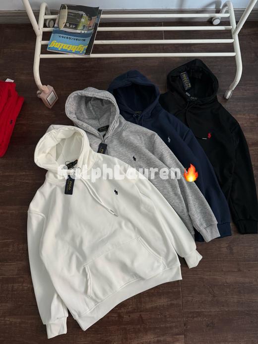 拉夫劳伦经典马球LOGO图案刺绣连帽加绒加厚卫衣 商品图3