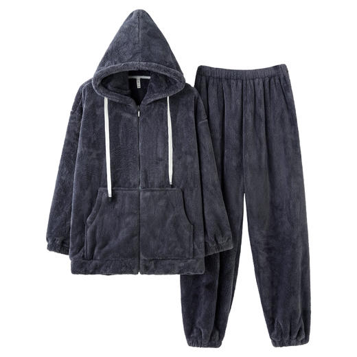 【软绵绵贵妃绒】自然醒「慵懒时光」男士纯色睡衣冬季珊瑚绒韩版连帽秋冬季可外穿家居服JLM 商品图12