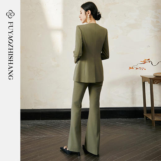 【定制款】秀场高定轻通勤羊毛西装套装女微喇裤【不支持退换】 商品图4