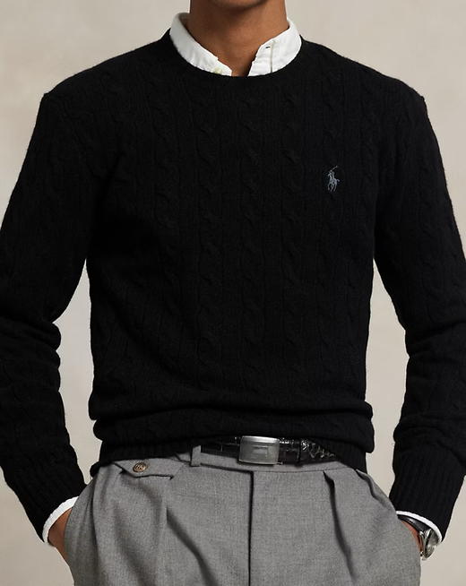 R.L 小刺绣 山羊绒混纺 圆领粗绞花针织毛衣 MY139 商品图2