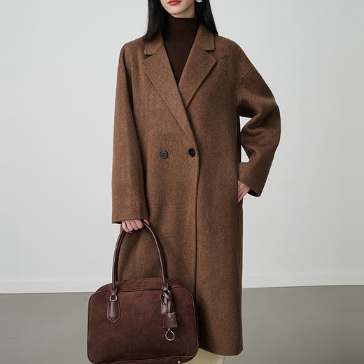 NEELLY纳俪商场同款冬新款复古翻领毛呢大衣女中长款休闲随性外套N25104N03310 商品图2