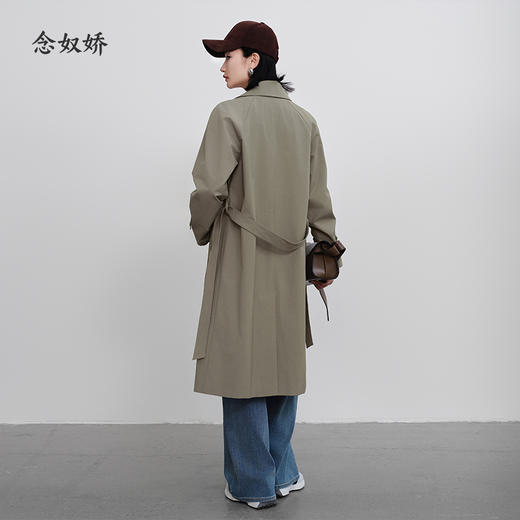 【商场同款】CNG5362 “悠然风衣”  苔藓绿色低调自然 显瘦中长风衣 商品图3