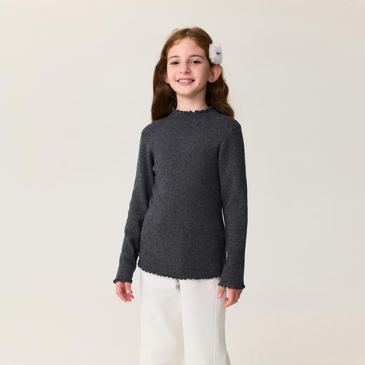 马克珍妮女童轻柔保暖绵羊毛针织衫2025年秋冬新款551821 商品图1