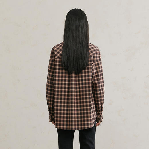 NEELLY纳俪商场同款冬季新款通勤简约翻领格纹衬衫女百搭宽松衬衣N25114B04525 商品图1