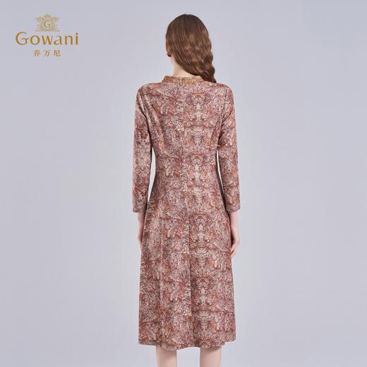 乔万尼秋季新品雕刻琥珀花立体剪裁设计感连衣裙ED3E237 商品图4