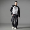 PINLI品立2025秋季新款宽松翻领PU皮衣茄克拼接牛仔衣机车外套男GD253104155 商品缩略图4