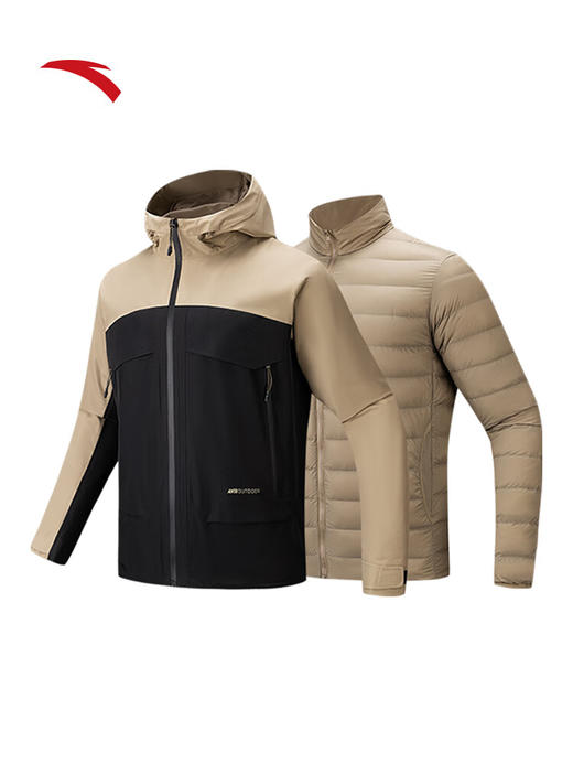 安踏膜防泼水外套男保暖两件套AEROVENTLT加绒上衣户外百搭152546606 商品图10