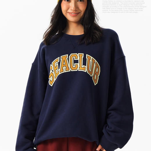 CryingCenter 复古SEACLUB字母舒适摇粒绒圆领加绒卫衣 男女款 商品图1