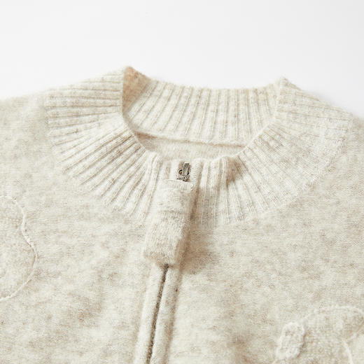 谜底拉链针织开衫长袖2025冬季新品减龄百搭圆领修身女254MZ1880 商品图3