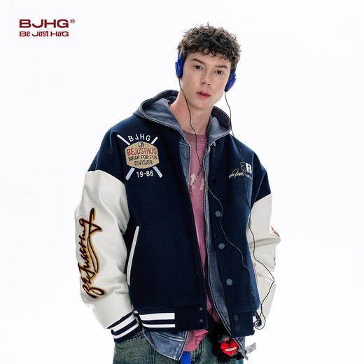 BJHG不计后果羽绒服男款冬季美式复古风潮牌棒球服飞行夹克外套女 商品图2