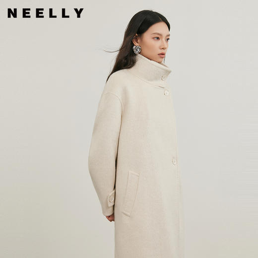 NEELLY纳俪商场同款冬新款高级感立领双面羊毛大衣女长款毛呢外套N25114N04606 商品图0