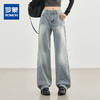 罗蒙秋冬窄版浅色牛仔裤女士复古美式直筒裤宽松显瘦阔腿拖地长裤子 商品缩略图0