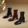 【预售5天】新款弹力瘦瘦靴粗跟方头女靴短靴高跟马丁靴秋冬靴子XME&898-809 商品缩略图4