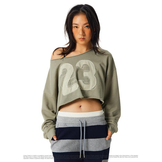 CryingCenter 斜肩做旧卷边宽松毛圈短卫衣 女款 哭喊中心 商品图3