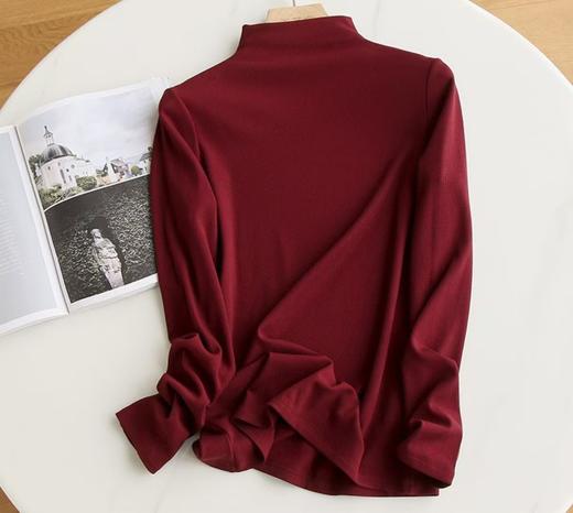 含桑蚕丝保暖发热磨毛螺纹半高领打底衫 商品图9