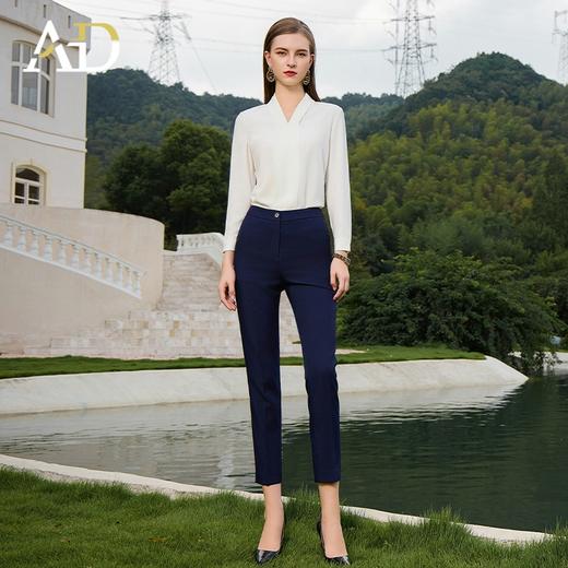 AD高端白色衬衫女秋季2023年新款时尚洋气修身高级感雪纺长袖衬衣 商品图2