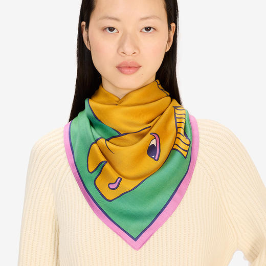 订购6周到｜Inoui Editions-100 CAVALE-两匹马 绿色 方巾［法国设计师］ 商品图1