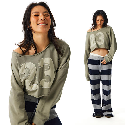 CryingCenter 斜肩做旧卷边宽松毛圈短卫衣 女款 哭喊中心 商品图1