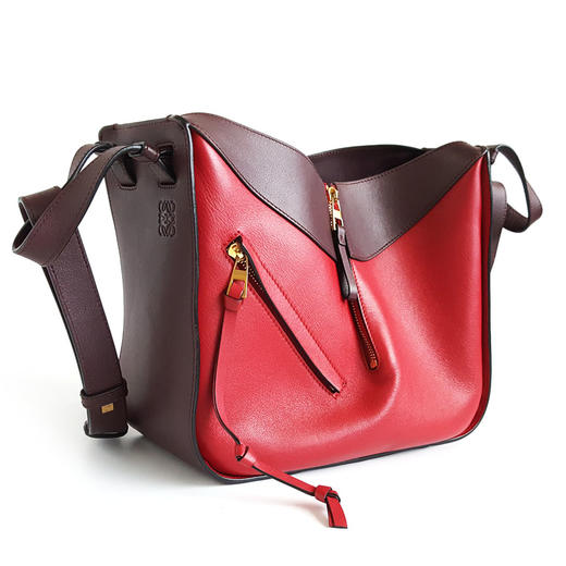 【95新】LOEWE罗意威小号深红色拼色Hammock吊床包单肩斜挎包女士191025TJ50 商品图1