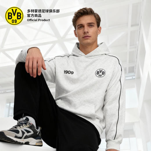 【官方正版】多特蒙德足球俱乐部｜米白色连帽卫衣秋冬简约百搭帽衫 商品图3