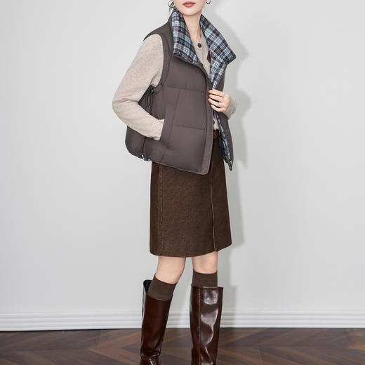 「高货wl」全新升级【铂金会员395/天猫529/差价134】(03226)洛诗琳双面穿90白鸭绒羽绒服马甲2025冬季无袖保暖外套 商品图1