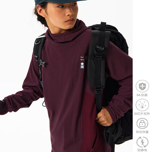 CryingCenter抗静电绒面华夫格哈苏线撞色运动长袖户外连帽衫男女 商品图2