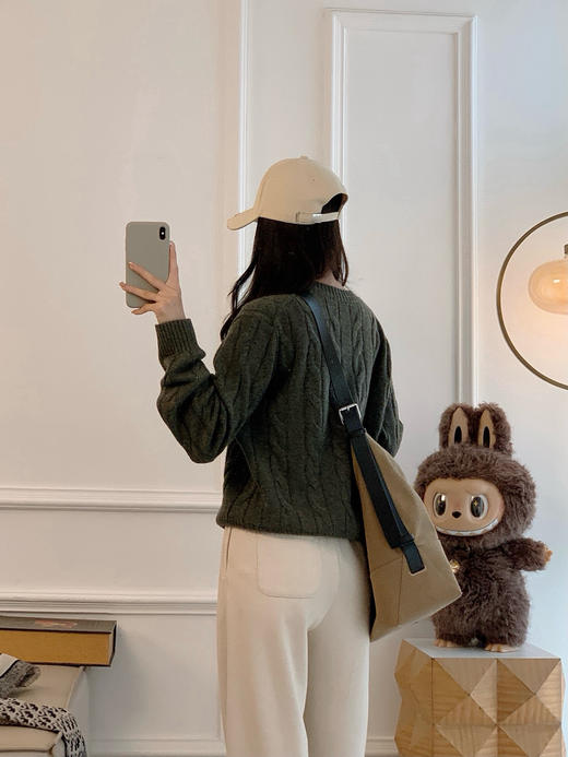 1030-4 一手渠道货 LP复古绞花 百分百羊绒 圆领针织衫 商品图3