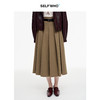 SELFWHO绵羊毛混纺复古无腰头半身裙女2025秋季新款通勤A字百褶裙 商品缩略图0