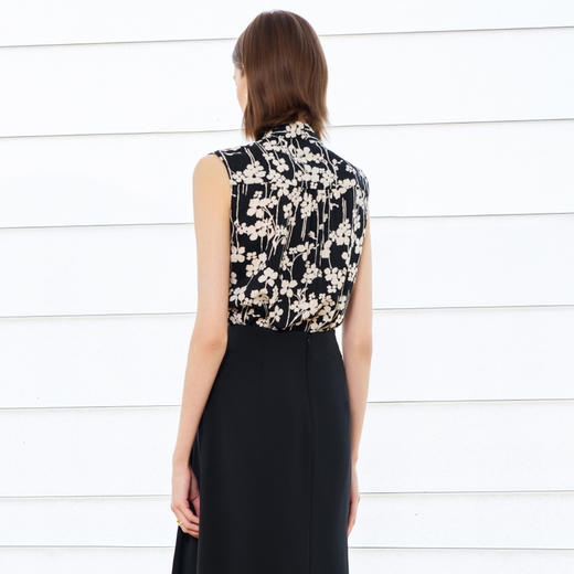 AD气质雪纺衬衣2025夏装新款女装时尚洋气撞色印花无袖套头衬衫 商品图4