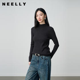 NEELLY纳俪商场同款冬新款优雅百搭显瘦针织衫女半高领亲肤打底衫N25104A06618