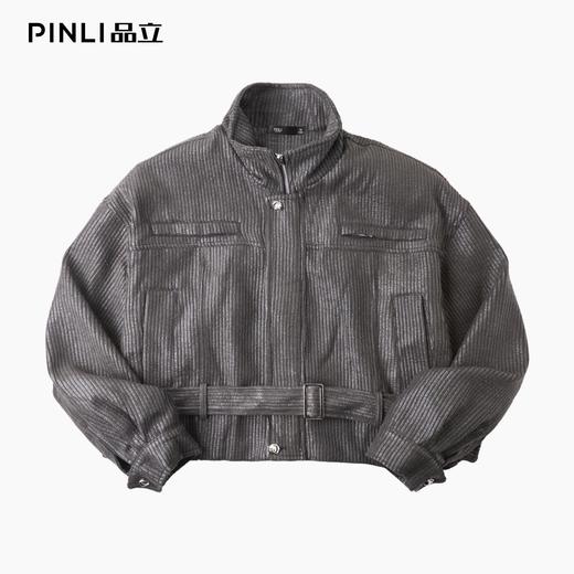 PINLI品立2025秋季新款男士宽松短款翻领梭织茄克机车型男外套潮GD253104156 商品图4