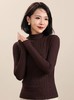 含桑蚕丝保暖发热磨毛螺纹半高领打底衫 商品缩略图4