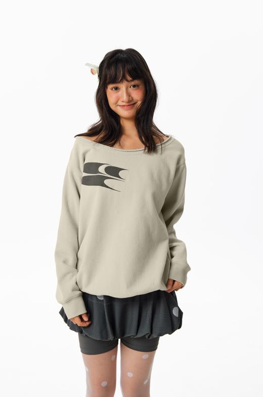 CryingCenter一字斜肩logo卫衣软糯加绒休闲显瘦秋装上衣长袖女款 商品图5