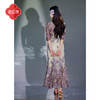 逸红颜毓清2025早秋新款冰感弹力网纱定位花抽褶插片鱼尾连衣裙女 商品缩略图7