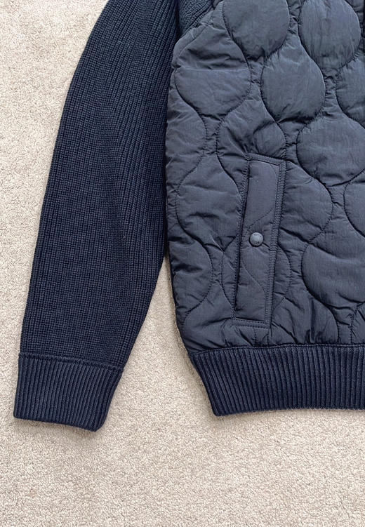 1030-6 纯圆正 限量无补 菱形格棉服 拼接针织长袖 减龄时髦 层次感 男士棉服外套 老朱穿L 商品图9