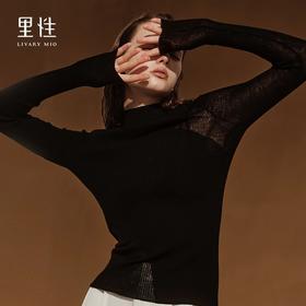 【明星同款】里性 LIVARY MIO 流光 绵羊毛打底衫半领性感微透套头女针织衫上衣