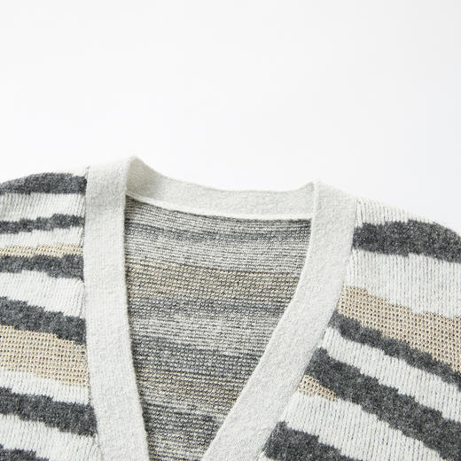 谜底针织开衫长袖2025年冬季新品时髦廓形慵懒斑马纹女254MZ1911 商品图3