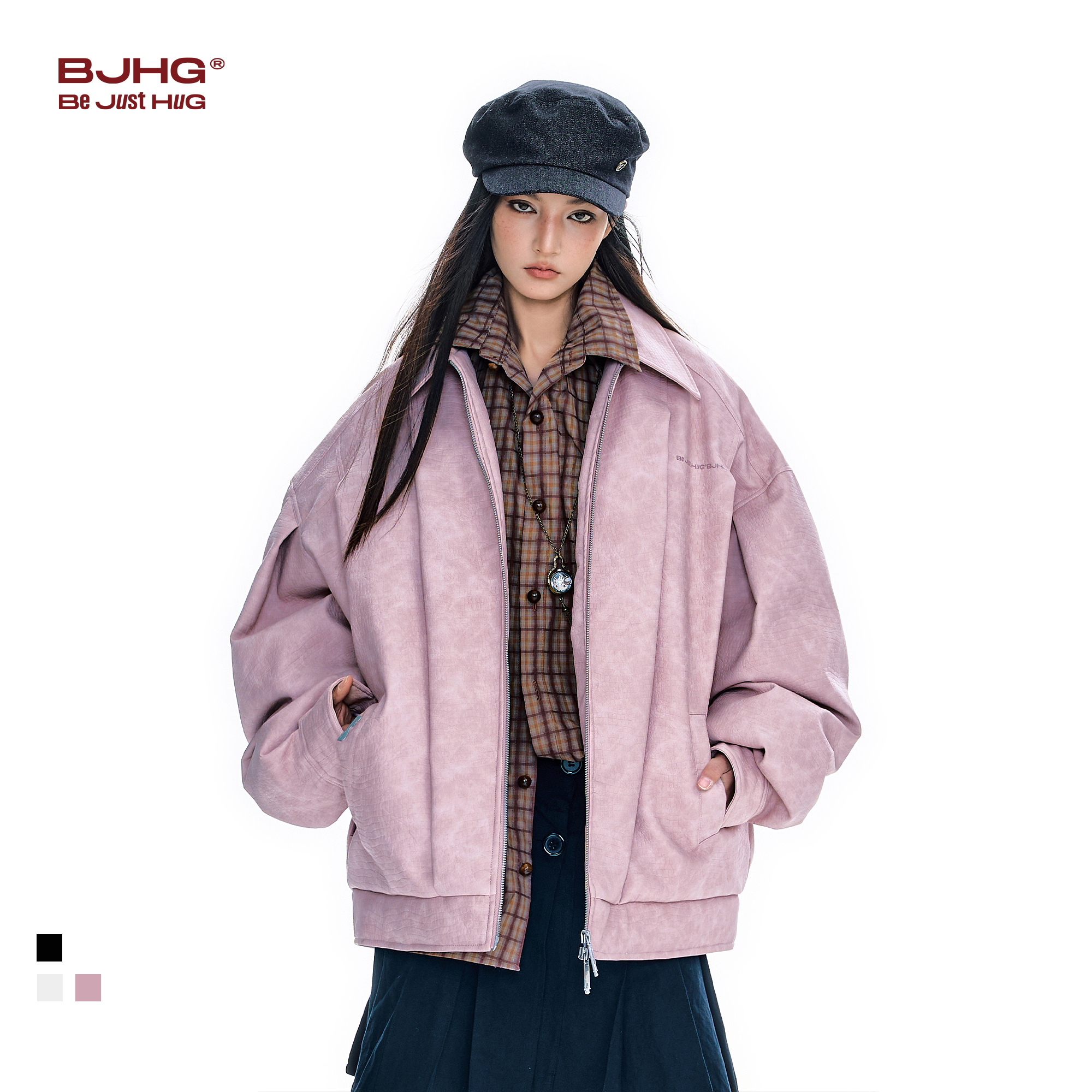 BJHG不计后果仿鳄鱼皮棉服男款冬季新款加厚外套棉袄防寒服冬装女