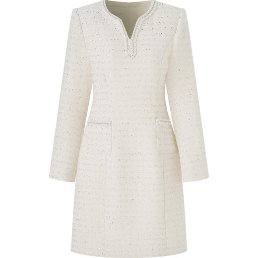 「高货wl」全新升级【铂金会员358/天猫479/差价121】(02133)洛诗琳轻奢小香风连衣裙2025秋冬气质重工粗花呢显瘦A字裙 商品图2