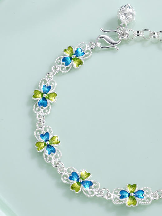 子佩集【四叶清尘】S990银手链【MXSL012】花丝珐琅彩2510 商品图4