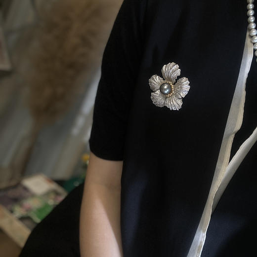 甄珠贝 chao奢华大溪地胸针 约14mm ji光面无瑕 秋冬配大衣chao赞的 商品图12